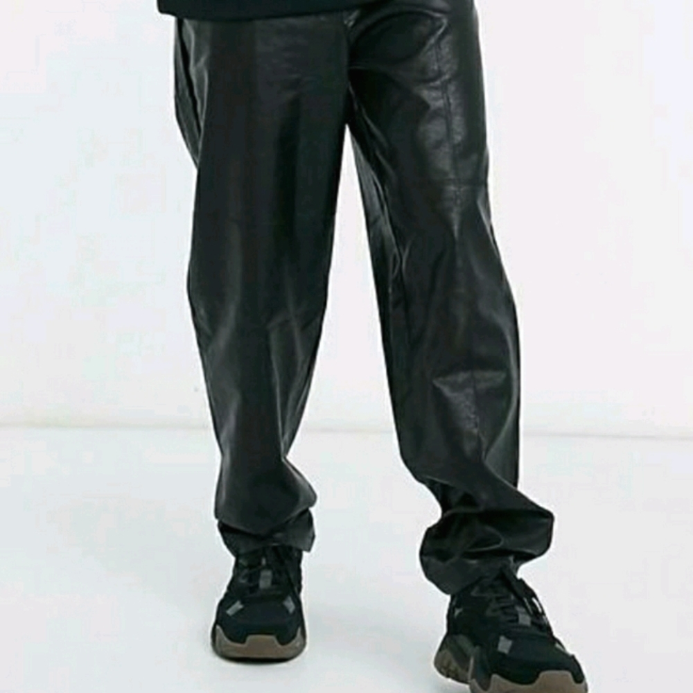 ASOS DESIGN High-Waisted Faux Leather Pants 34×30